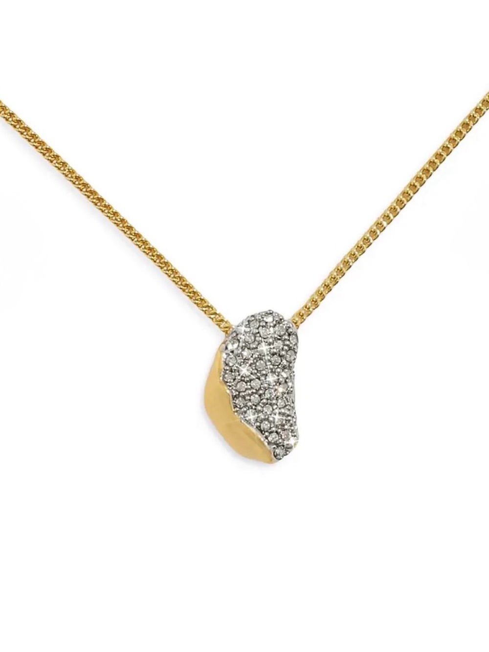 NEW Alexis Bittar Solanales Crystal Small Pebble Necklace Gold Clear JL19